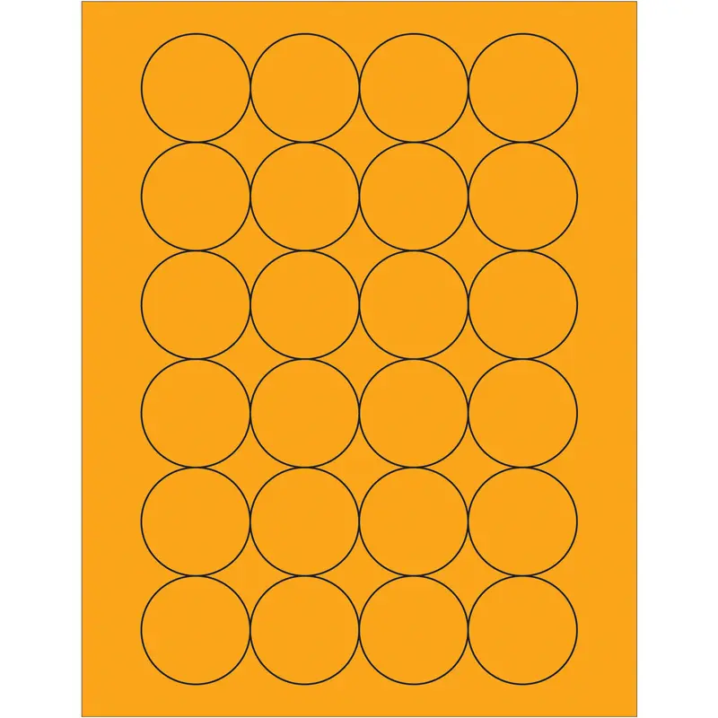 1 2/3" Fluorescent Orange Circle Laser Labels 2400/Case