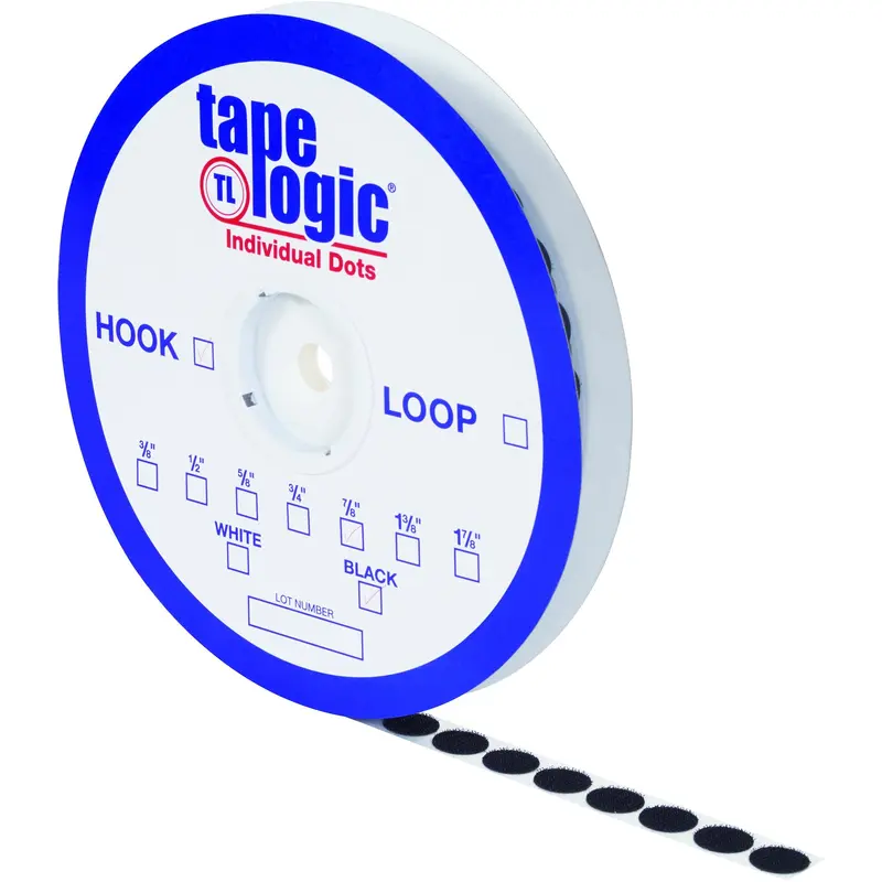 1/2" Black Hook Individual Tape Dots 1440/Case