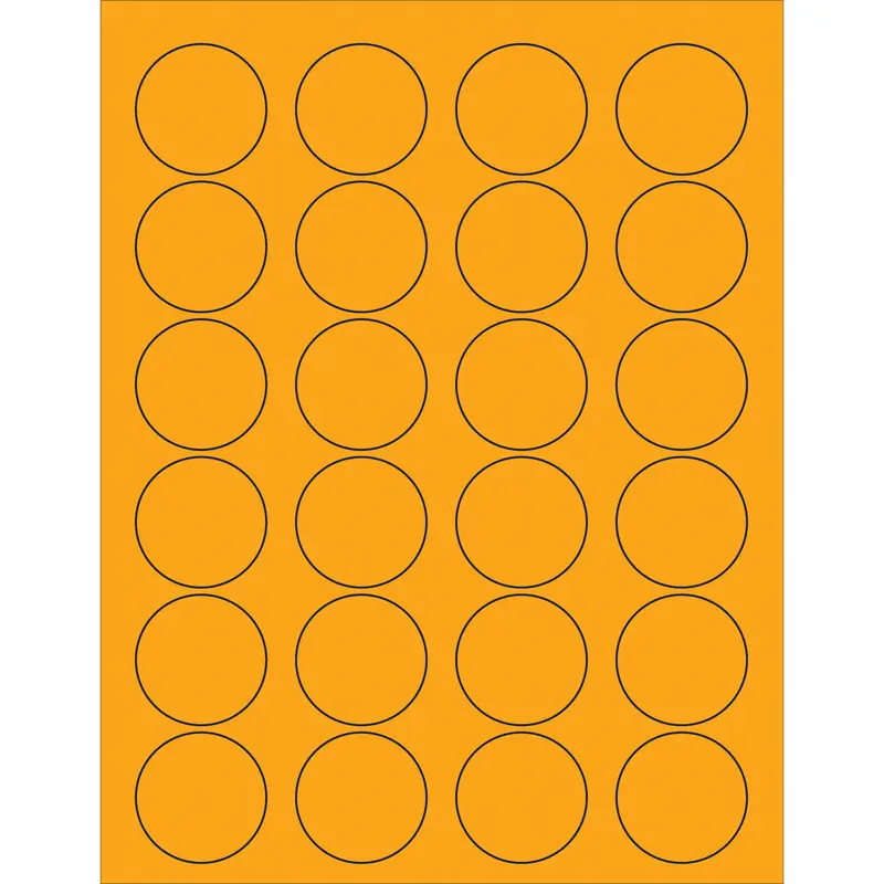1 5/8" Fluorescent Orange Circle Laser Labels 2400/Case