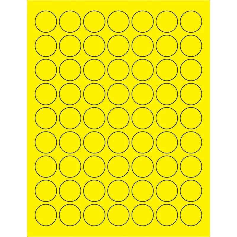 1" Fluorescent Yellow Circle Laser Labels 6300/Case