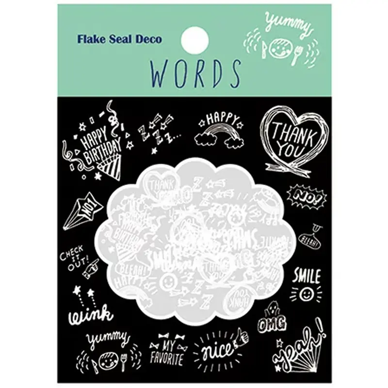 Z & K Flake Seal Deco Sticker White Words