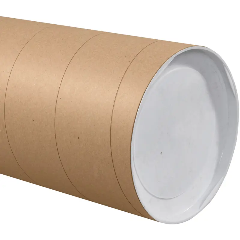 10 x 36 Brown Mailing Tubes With End Caps .125 Gauge 8/Case