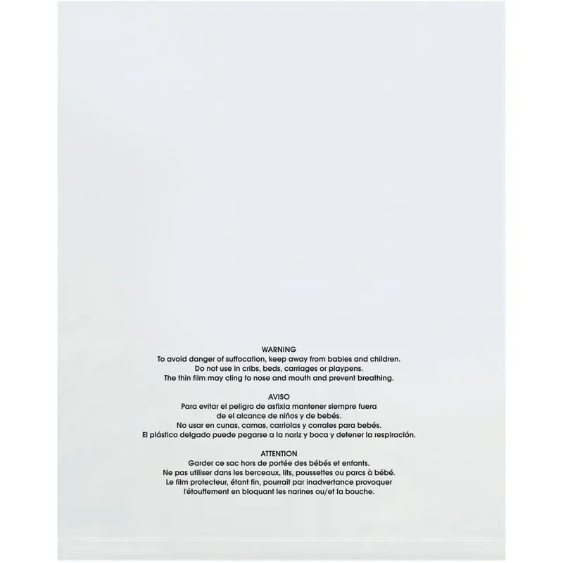 14 x 20 - 1 Mil (100 Pack) Flat Suffocation Warning Poly Bags 100/Case
