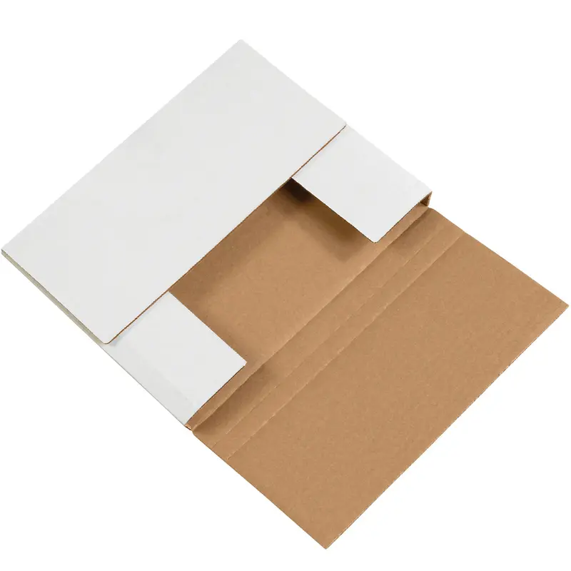 15 x 11 1/8 x 1/2, 1, 1 1/2, 2 White Easy-Fold Mailers 50/Bundle
