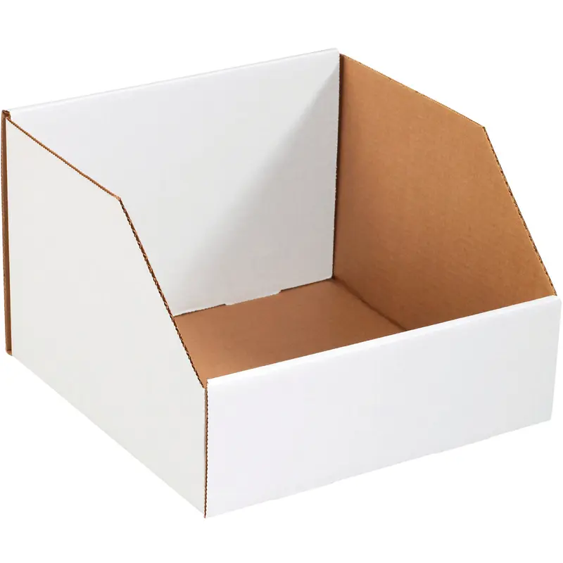 18 x 18 x 10 Open-Top White Corrugated Bin Box  25/Bundle