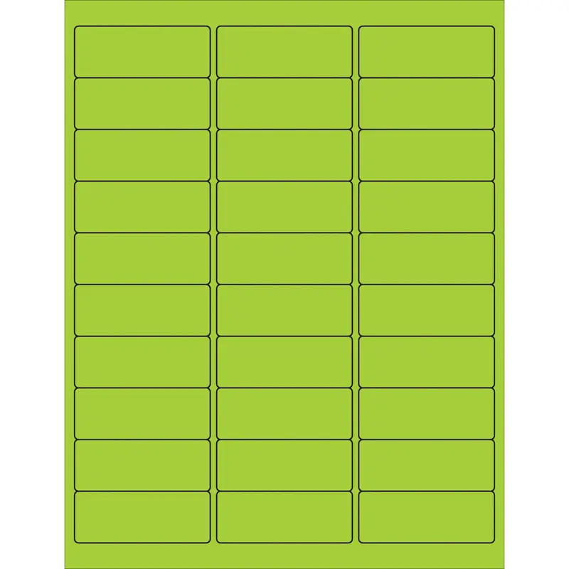 2 5/8 x 1" Fluorescent Green Rectangle Laser Labels 3000/Case