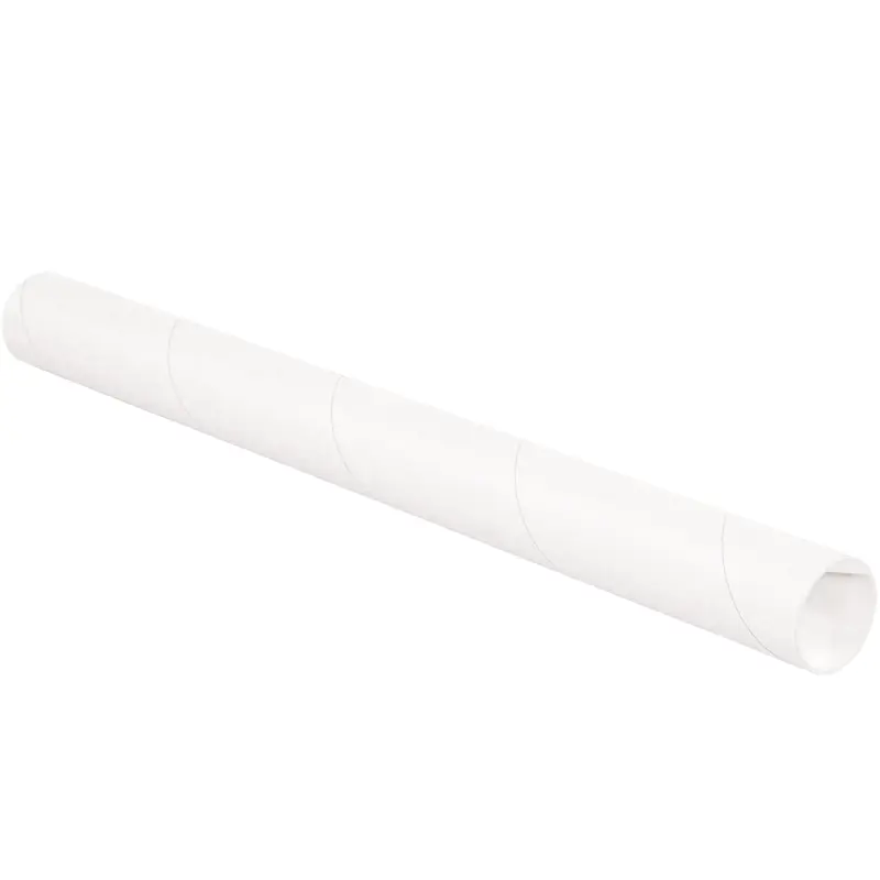 2 x 12 White Mailing Tubes With End Caps .060 Gauge 50/Case