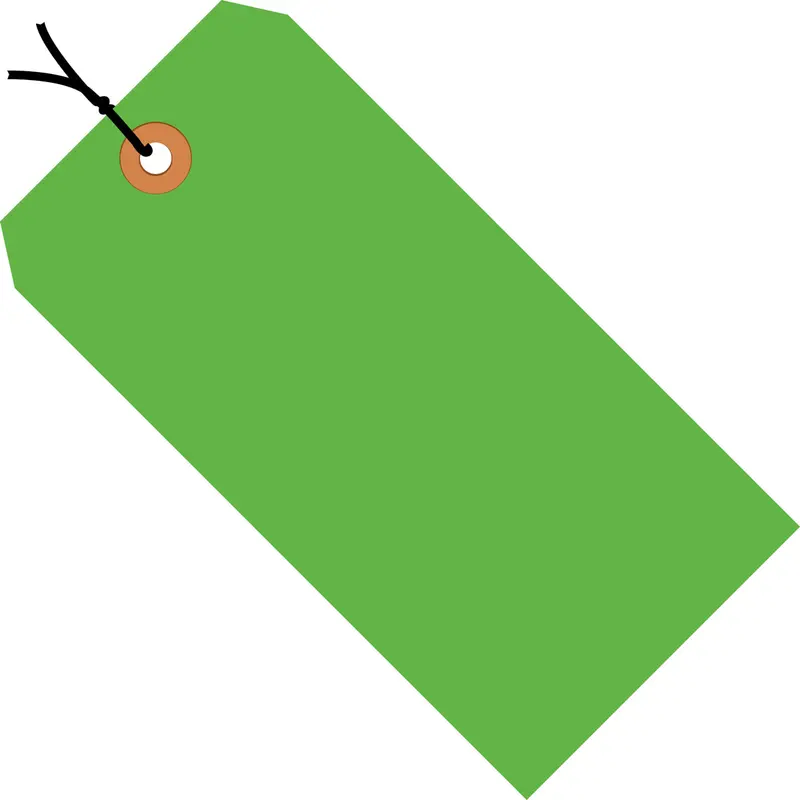 2 3/4 x 1 3/8 Fluorescent Green 13 Pt. Shipping Tags - Pre-Strung 1000/Case