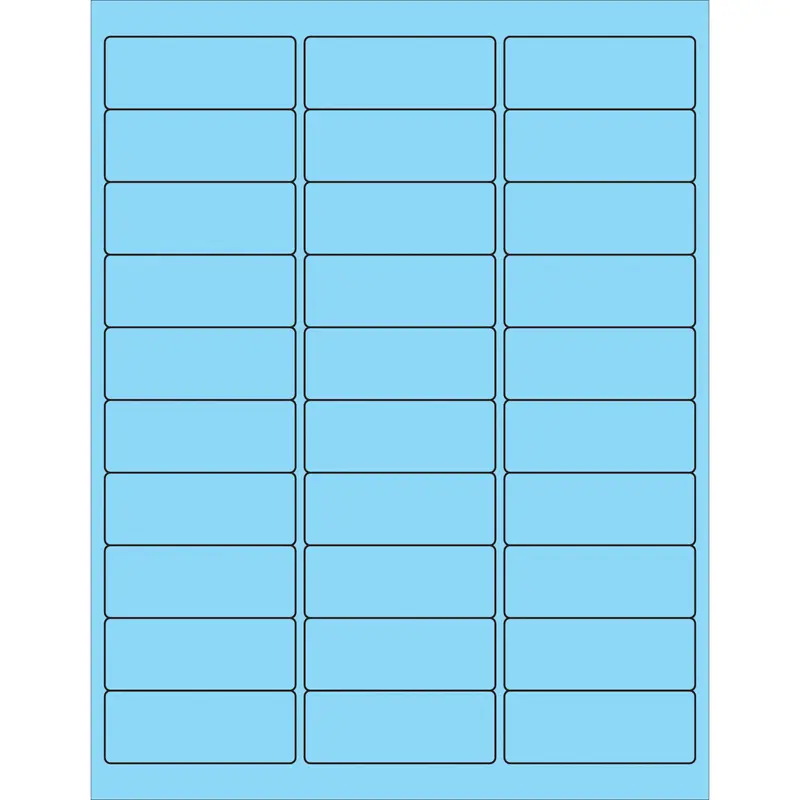 2 5/8 x 1" Fluorescent Pastel Blue Removable Rectangle Laser Labels 3000/Case
