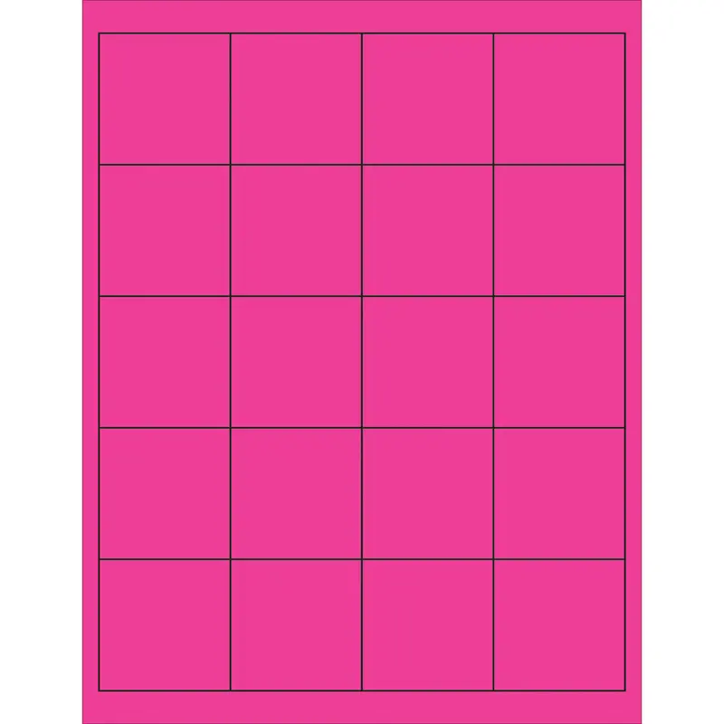 2 x 2" Fluorescent Pink Rectangle Laser Labels 2000/Case