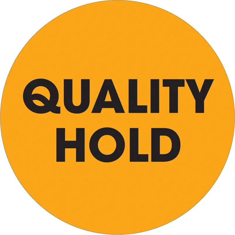 2" Circle - "Quality Hold" Fluorescent Orange Labels 500/Roll