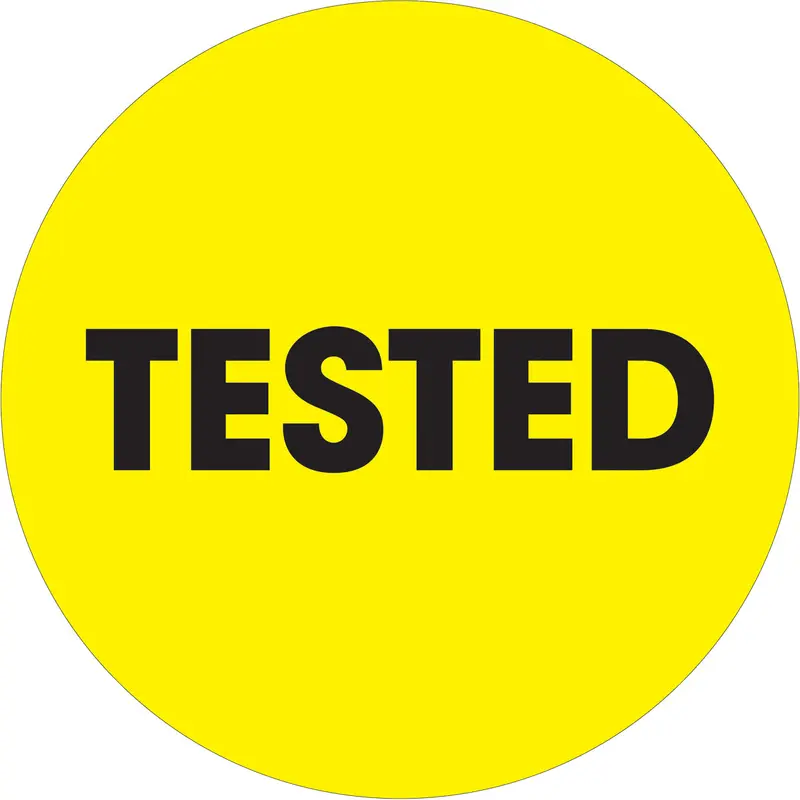 2" Circle - "Tested" Fluorescent Yellow Labels 500/Roll