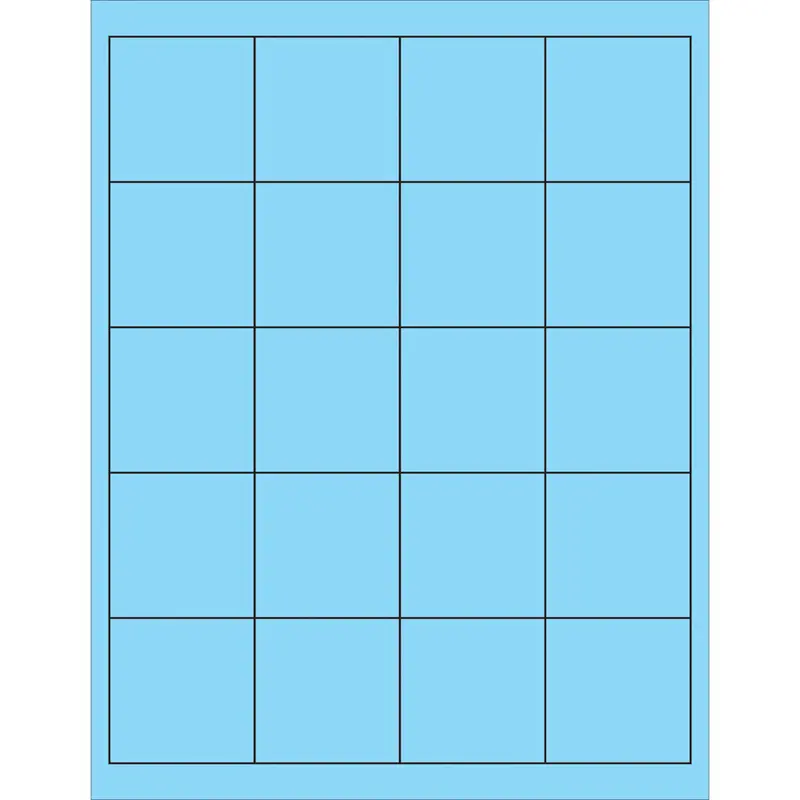 2" x 2" Fluorescent Pastel Blue Rectangle Laser Labels 2000/Case