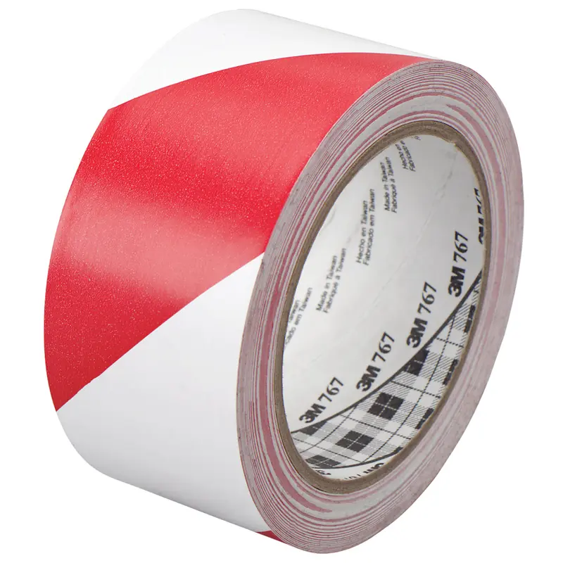 2" x 36 yds. Red/White 3M 767 Striped Vinyl Tape 2/Case