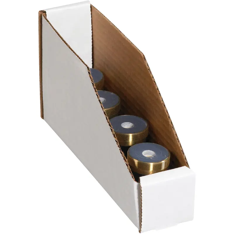 2 x 9 x 4 1/2 Open-Top White Corrugated Bin Box  25/Bundle