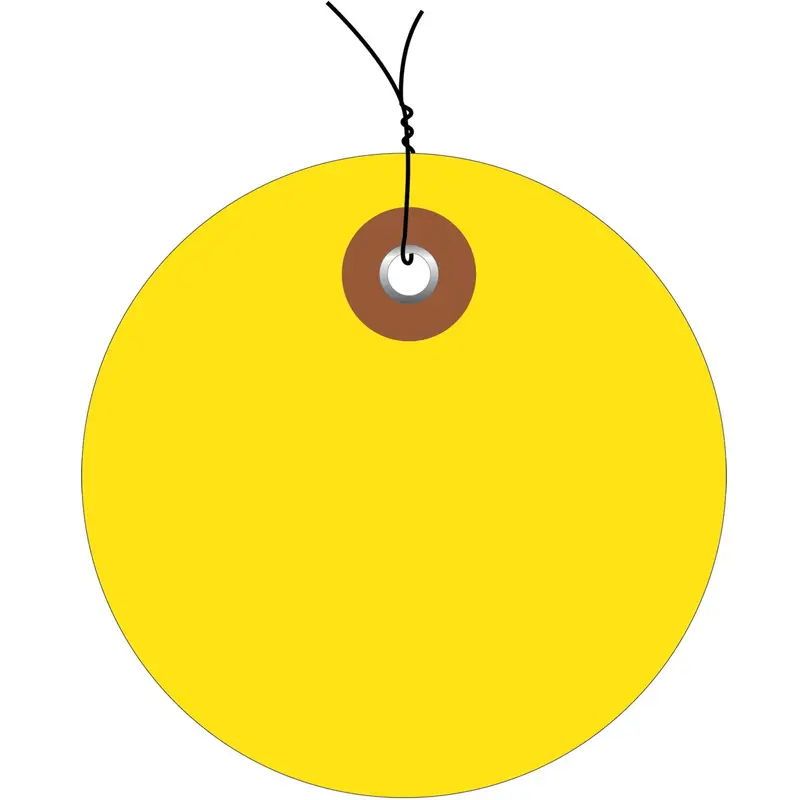 2" Yellow Plastic Circle Tags - Pre-Wired 100/Case