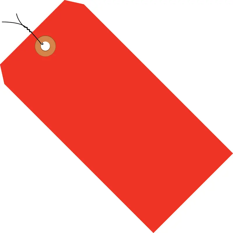 3 3/4 x 1 7/8 Fluorescent Red 13 Pt. Shipping Tags - Pre-Wired 1000/Case
