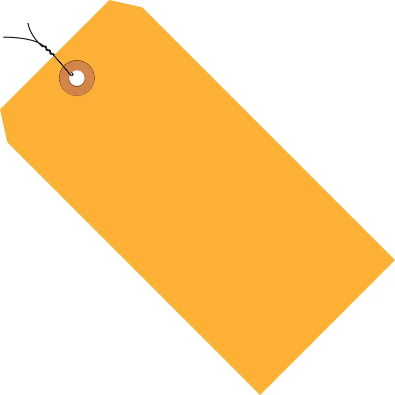 3 3/4 x 1 7/8 Fluorescent Orange 13 Pt. Shipping Tags - Pre-Wired 1000/Case