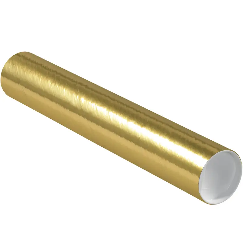 3 x 18 Gold Mailing Tubes With End Caps .070 Gauge 24/Case