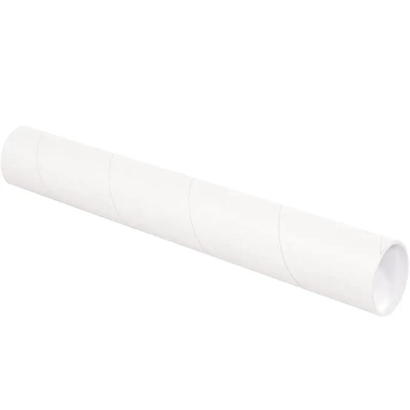 3 x 18 White Mailing Tubes With End Caps .070 Gauge 24/Case
