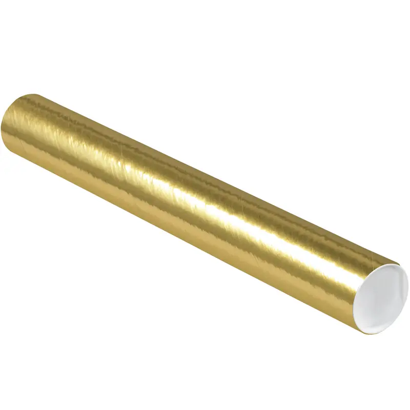 3 x 24 Gold Mailing Tubes With End Caps .070 Gauge 24/Case
