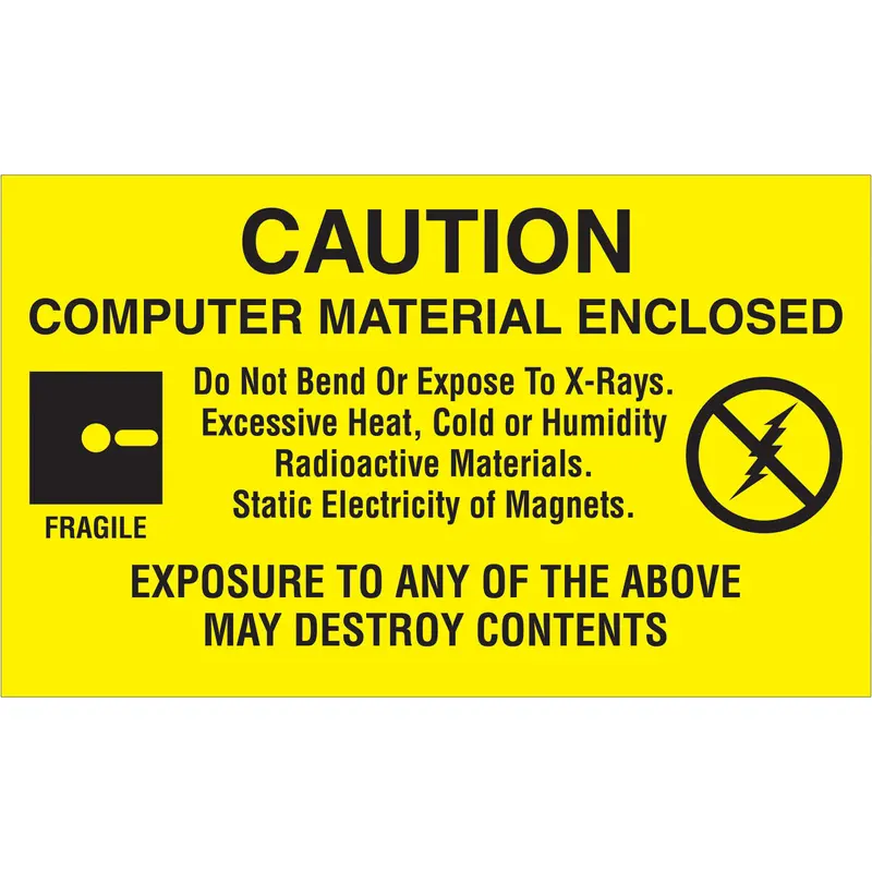 3 x 5" - "Computer Material Enclosed" Labels 500/Roll