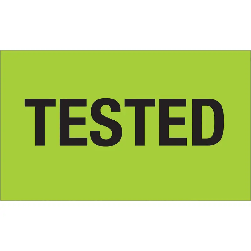3 x 5" - "Tested" (Fluorescent Green) Labels 500/Roll