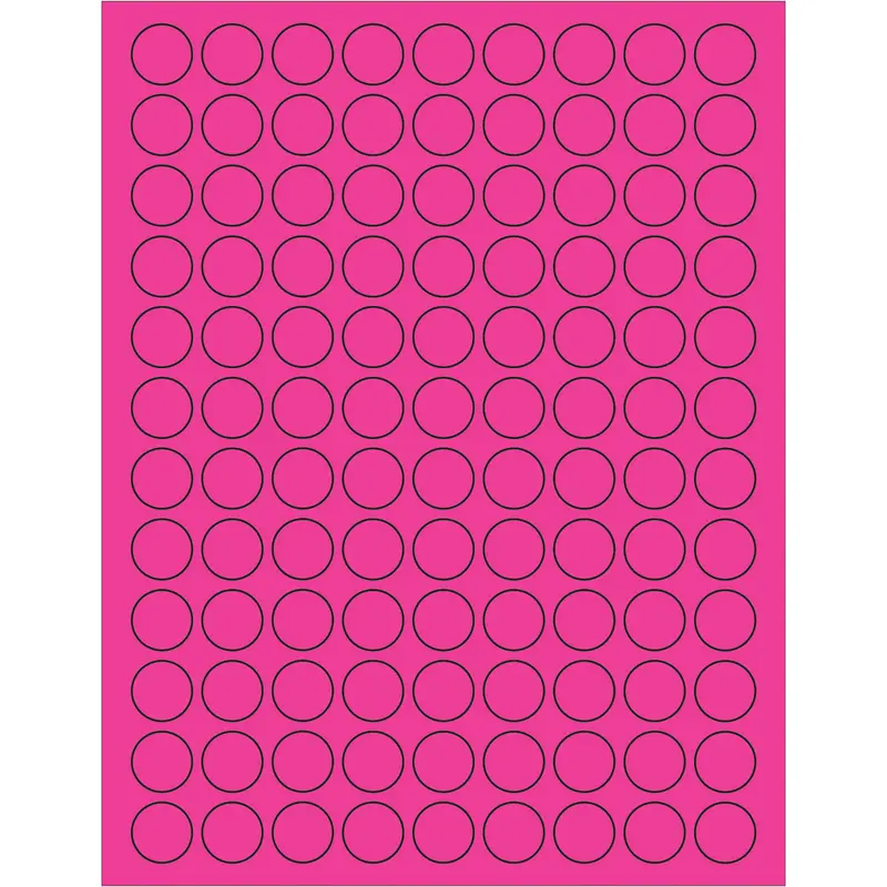 3/4" Fluorescent Pink Circle Laser Labels 10800/Case