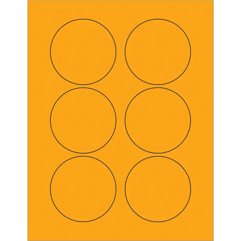 3" Fluorescent Orange Circle Laser Labels 600/Case