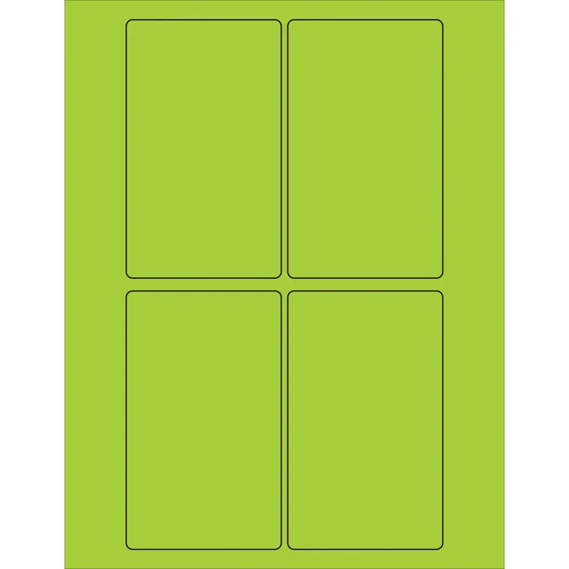 3 x 5" Fluorescent Green Rectangle Laser Labels 400/Case