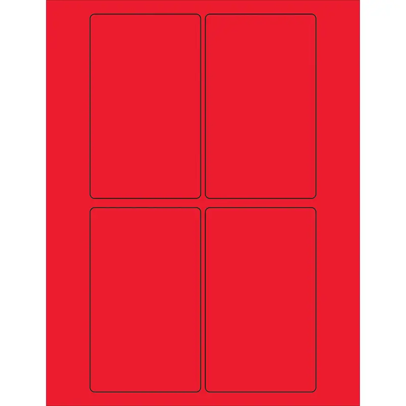 3 x 5" Fluorescent Red Rectangle Laser Labels 400/Case