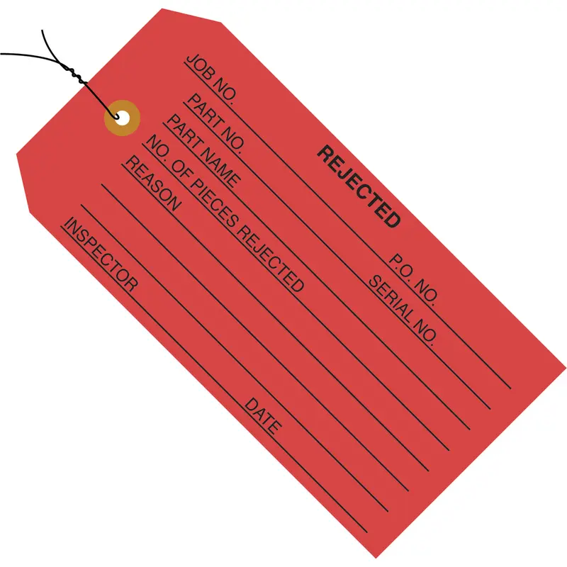4 3/4 x 2 3/8 - "Rejected" Inspection Tags - Pre-Wired 1000/Case