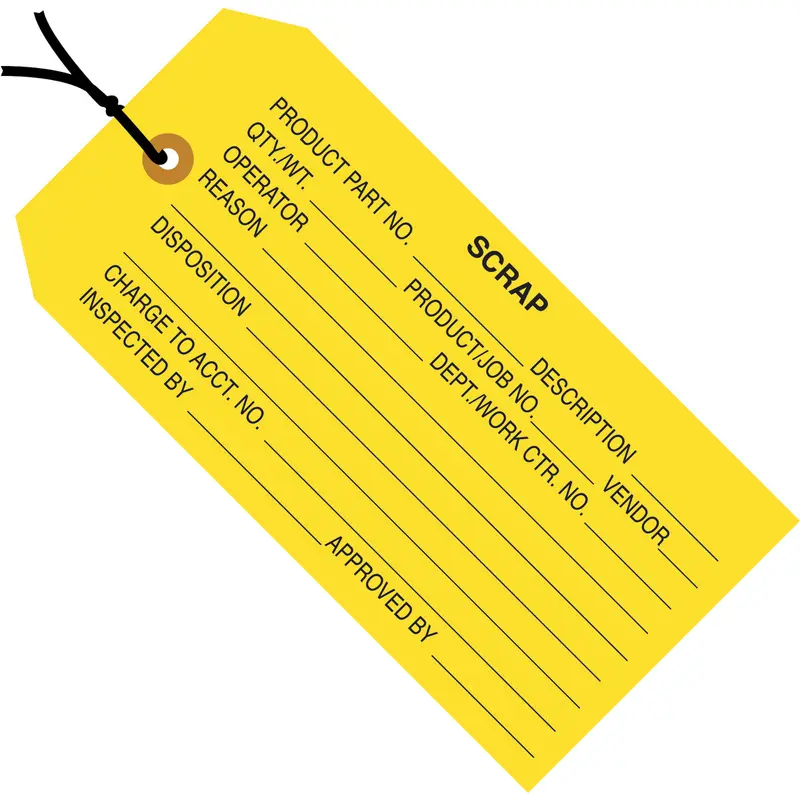 4 3/4 x 2 3/8 - "Scrap" Inspection Tags - Pre-Strung 1000/Case