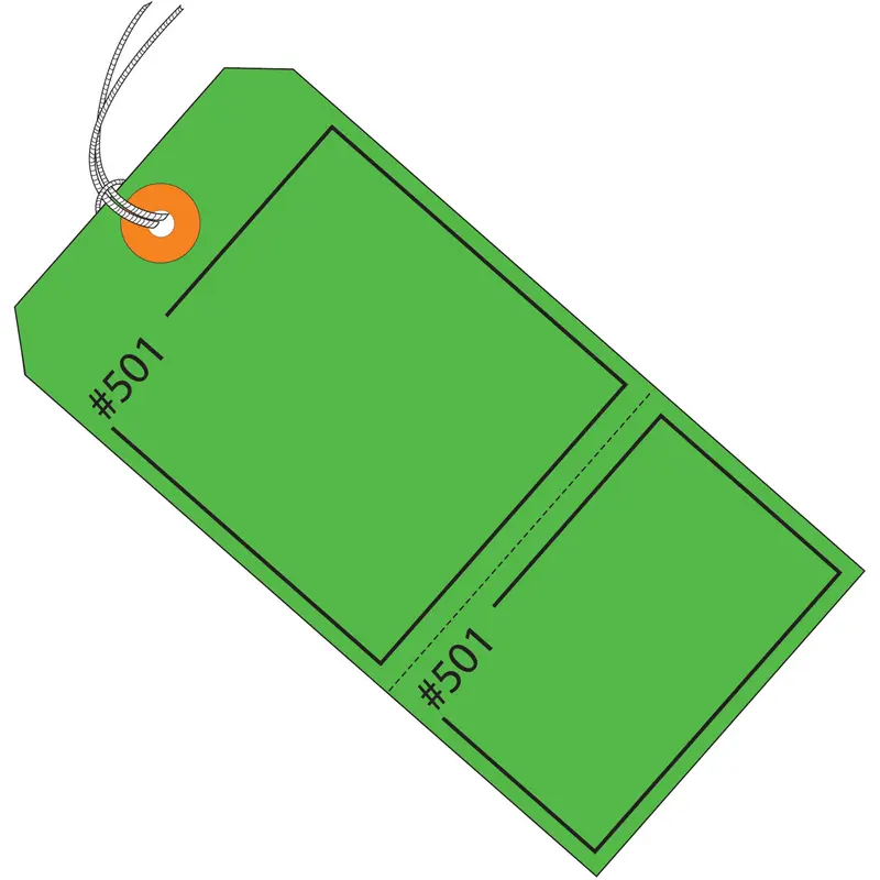 4 3/4 x 2 3/8 Green Claim Tags Consecutively Numbered - Pre-Strung 1000/Case