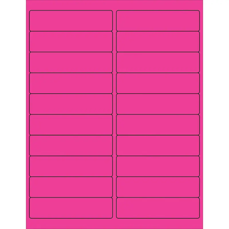 4 x 1" Fluorescent Pink Rectangle Laser Labels 2000/Case