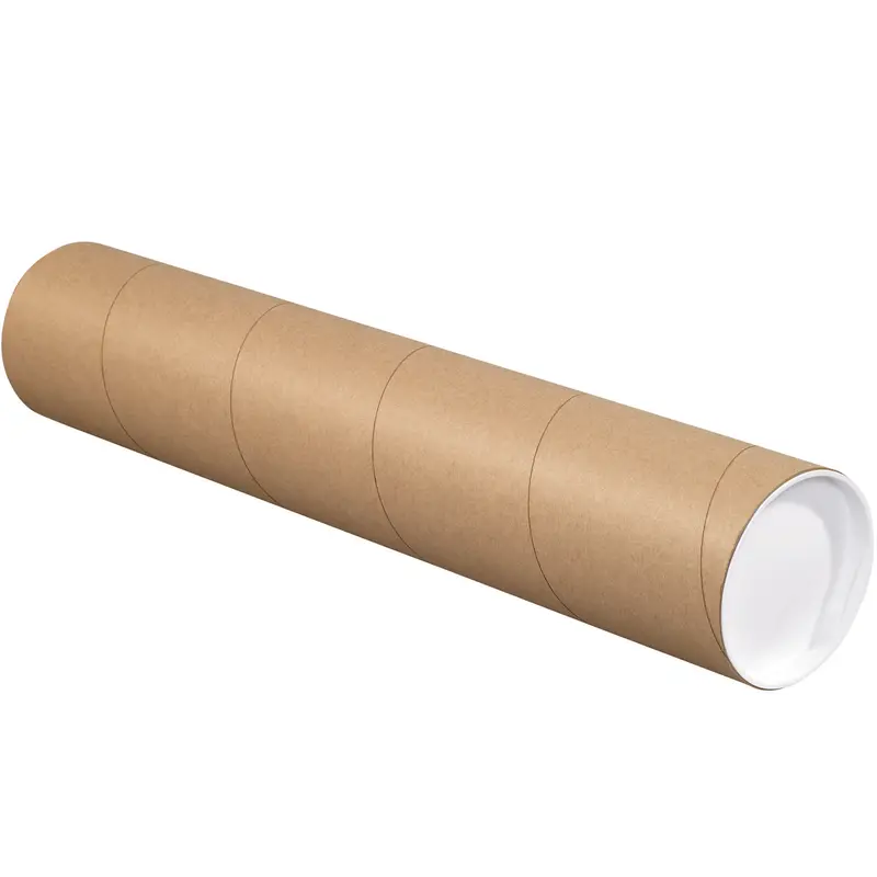 4 x 26 Brown Mailing Tubes With End Caps .080 Gauge 15/Case