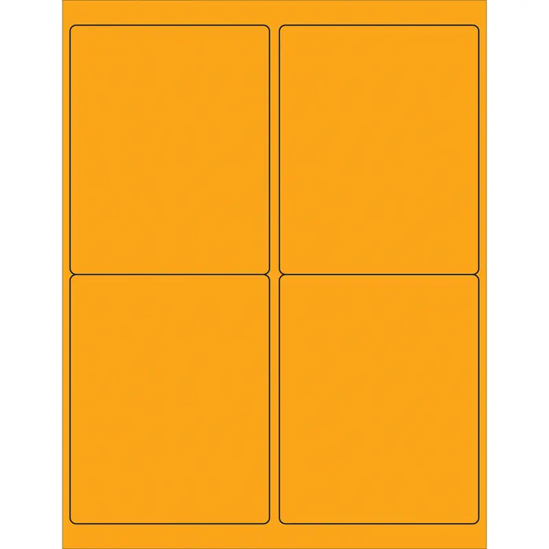 4" x 5" Fluorescent Orange Rectangle Laser Labels 400/Case