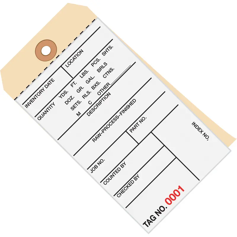 6 1/4 x 3 1/8 - (3500-3999) Inventory Tags 2 Part Carbonless # 8 500/Case