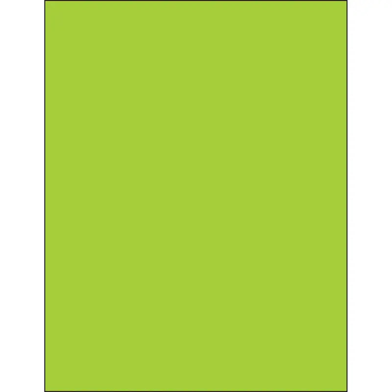 8 1/2 x 11" Fluorescent Green Removable Rectangle Laser Labels 100/Case