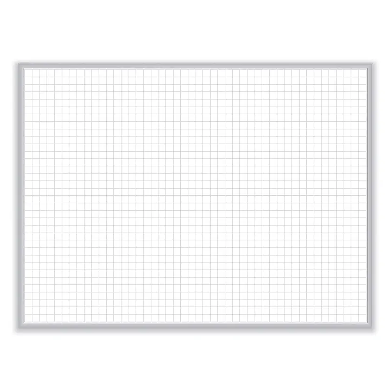 1 x 1 Grid Magnetic Whiteboard, 48.5 x 36.5, White/Gray Surface, Satin Aluminum Frame