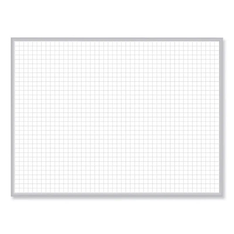 1 x 1 Grid Magnetic Whiteboard, 72.5 x 48.5, White/Gray Surface, Satin Aluminum Frame