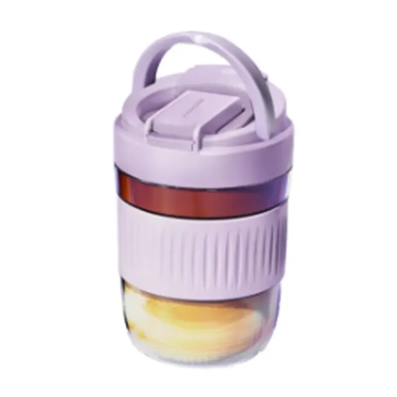 (Net) Coffee Cup With Silicone Band And Hanger With Double Drinking Head 500MLPurple