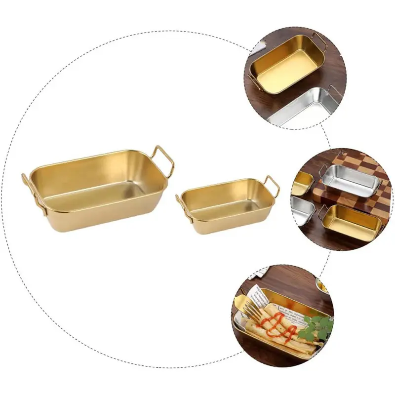 (NET) Food Serving Tray with Handle Plate 18x14x6 CM