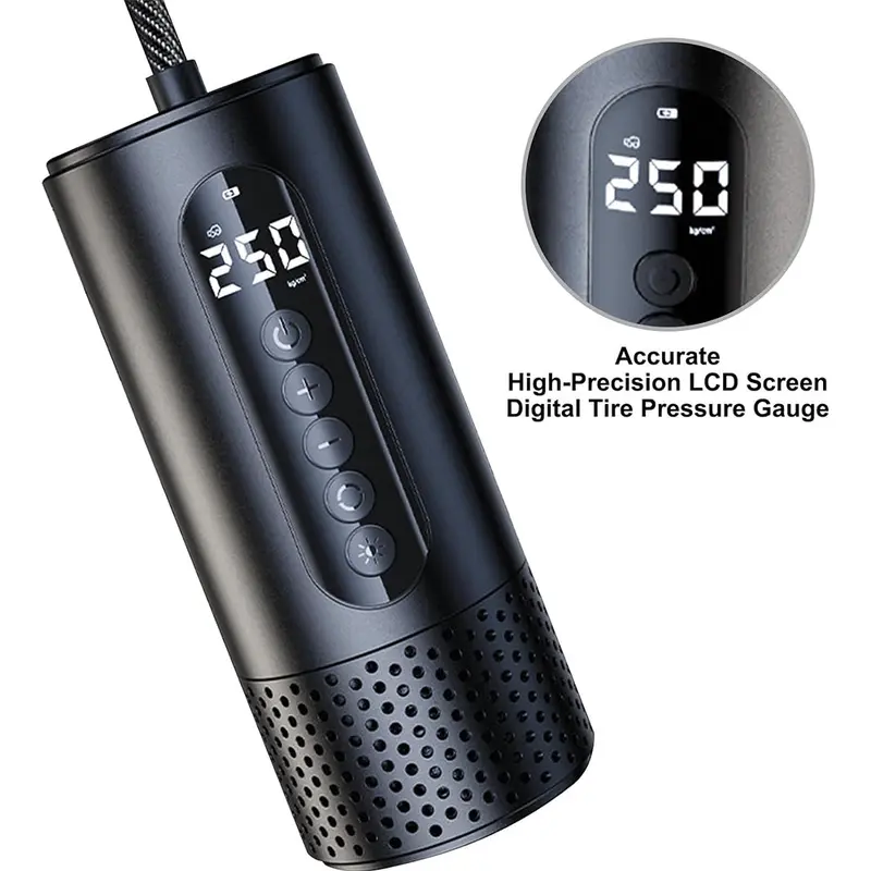 (NET) Portable Air Compressor  Car Tyre Inflator with Pressure Gauge , Electric Bike Pump for Cars