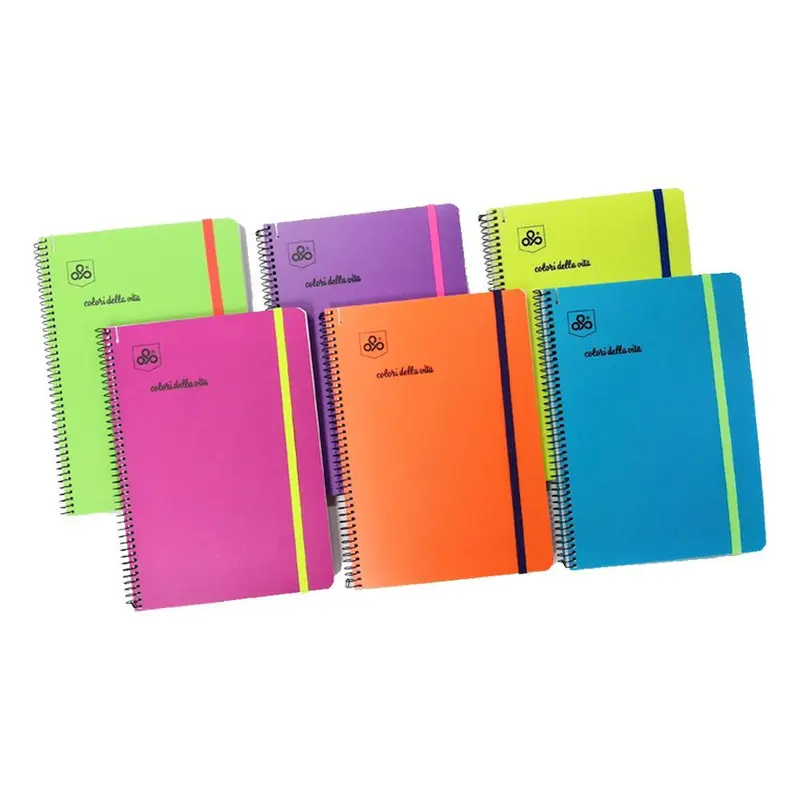 (NET) OPP Colori Della Vita Fluo Spiral With Elastic - 72 sheets - Seyes / 21 x 29.7 cmGreen