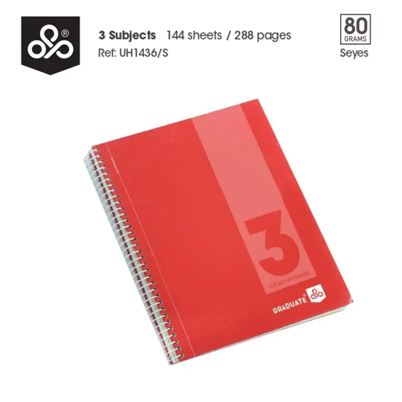 (NET) OPP Graduate 3 Subjects Hard Cover Spiral Notebook 144 sheets - SeyesGreen