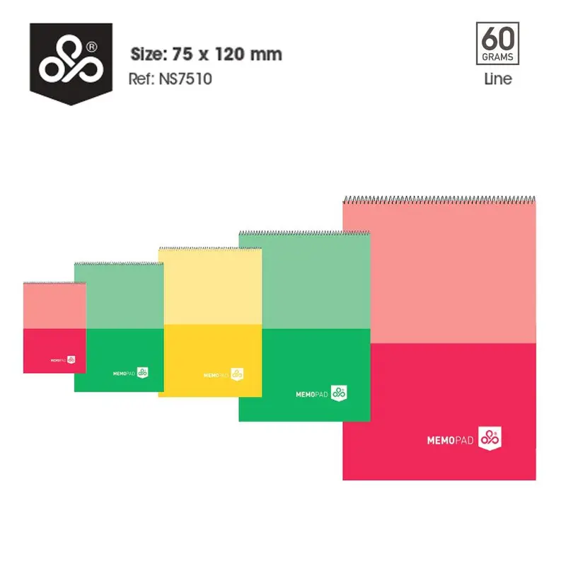 (NET) OPP MEMO PAD Spiral Bloc Note 60 Sheets 7.5 x 12 cm - LineBlue