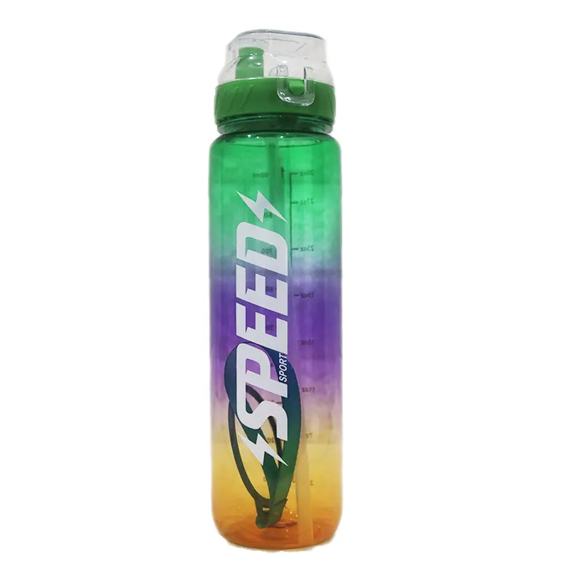 (NET) Plastic Water Bottle With Straw 1000 MLGreen