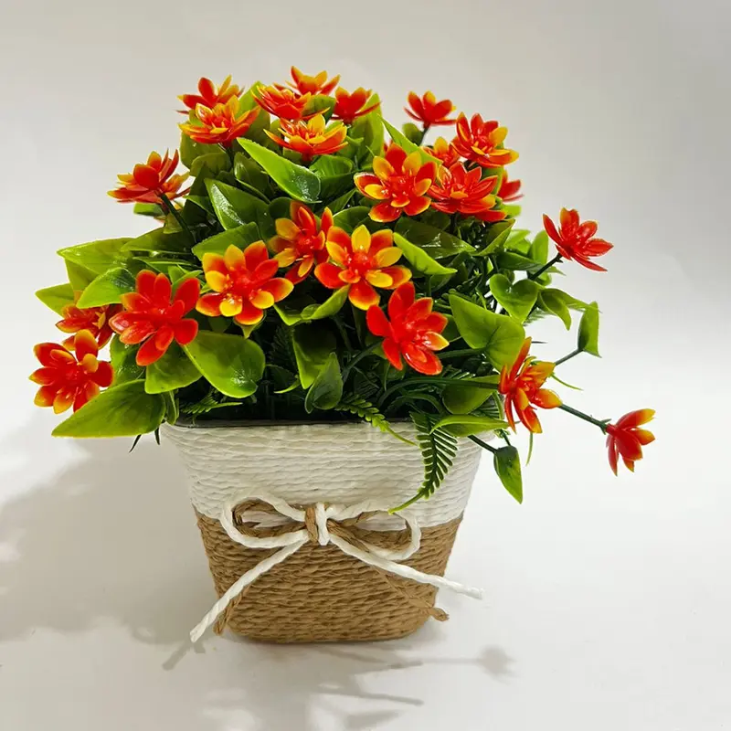 **(NET)**Artificial Plants Bonsai Small Tree Pot Plant Flowers Table Decoration Decor / 22FK177Orange