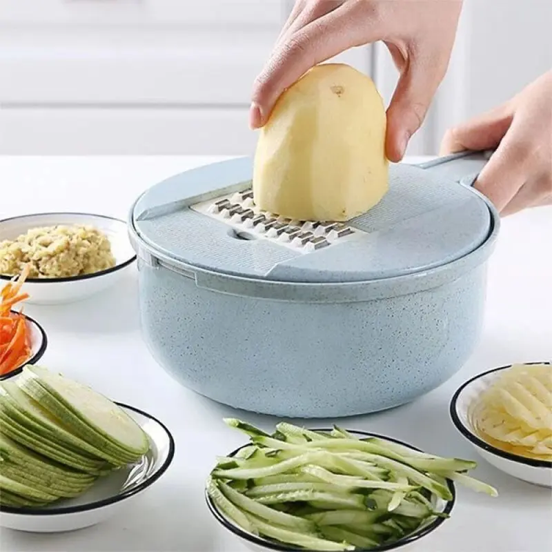 **(NET)**Multifunctional Chopper Cutter Kitchen Grater Steel Blade Knife Kitchen Tool  / 22FK166Blue